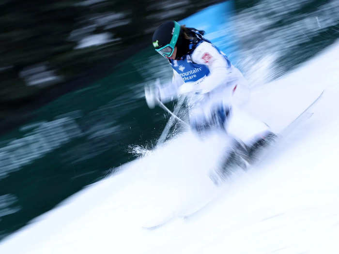 1/13: French skier Perrine Laffont  takes a run in the Mogul Qualification during the Intermountain Healthcare Freestyle International Ski World Cup at Deer Valley Resort  in Park City, Utah. (Photo by Tom Pennington/Getty Images)