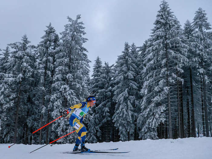 1/8: Darya Blashko of Ukraine competes during a relay at the IBU World Cup Biathlon Oberhof in Germany.