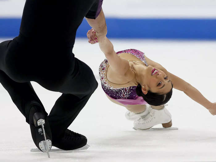 1/8: Jessica Calalang and Brian Johnson skate in the Pairs Free Skate during the U.S. Figure Skating Championships at Bridgestone Arena in Nashville, Tennessee.