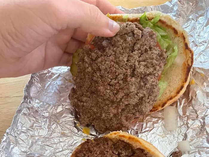 I was especially surprised that the Five Guys classic hamburger tasted dry.