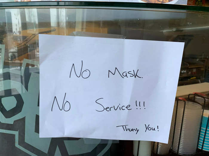 Like just about every other business in New York, signs told customers to mask up.