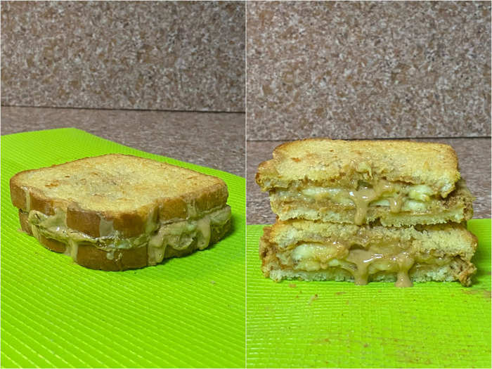 The peanut butter-and-banana sandwich was monochromatic and not crisp enough.