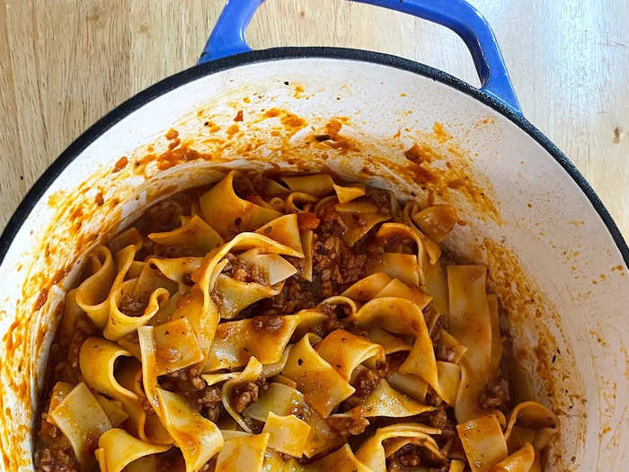 The golden ribbons of pappardelle looked beautiful sitting in that rich bolognese.