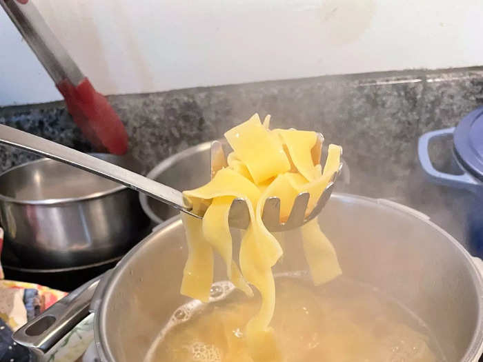 As the sauce was finishing up, I threw my pasta into a pot of salted boiling water.