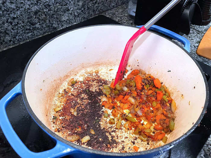 I seasoned my veggies with salt and cooked them over low heat for another 15 minutes, until they turned soft.