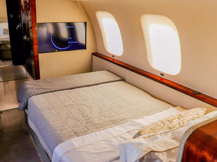 A full-size bed allows travelers to enjoy a night