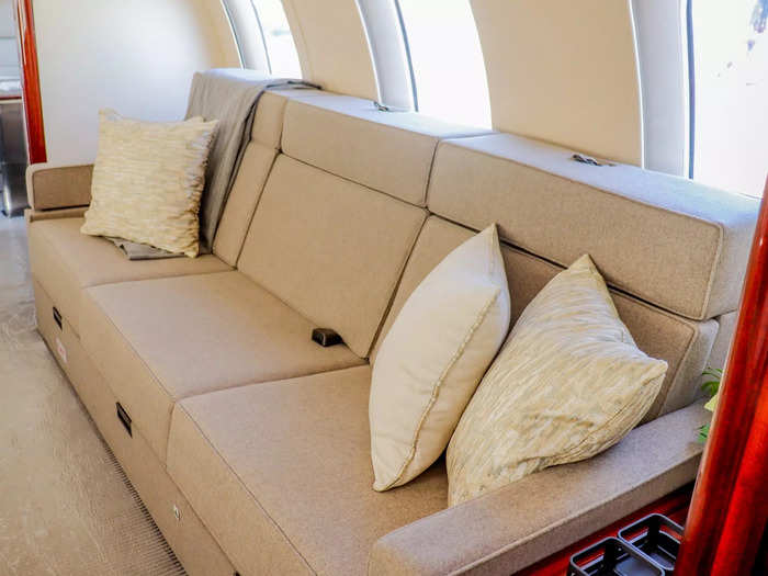 This space is also one the most customizable on the aircraft and owners can choose to replace the second divan with a credenza and entertainment screen if they so desire.