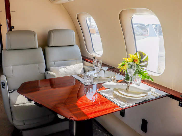 The conference suite is the ideal setting on the aircraft to have formal meals and even hold meetings if the flight is business-oriented.