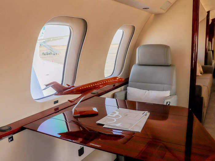 The traditional design typically calls for four seats around a single table on one side of the aircraft, which is sometimes accompanied by another adjacent table surround by a single pair of seats on the opposite side of the aisle.