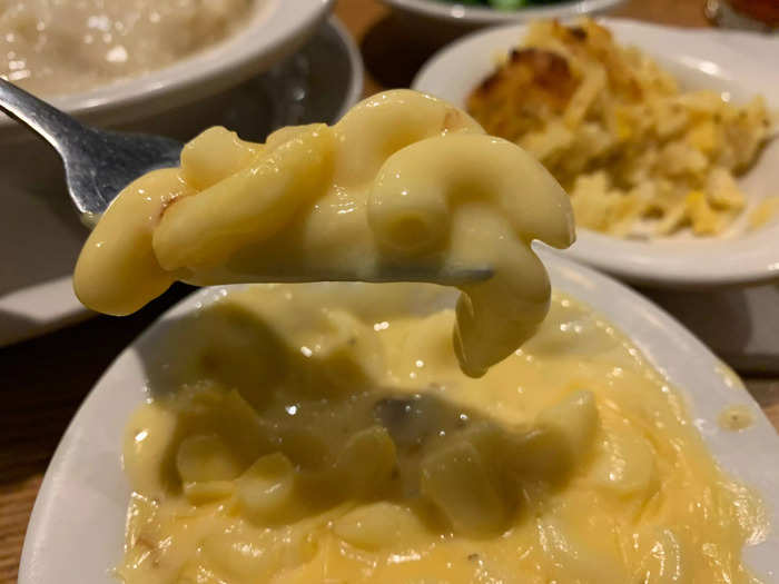 The mac and cheese, another side, was creamy and delicious.