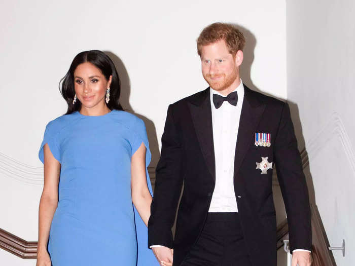 Markle and Harry were the picture of elegance at a state dinner in Suva, Fiji, in October 2018.