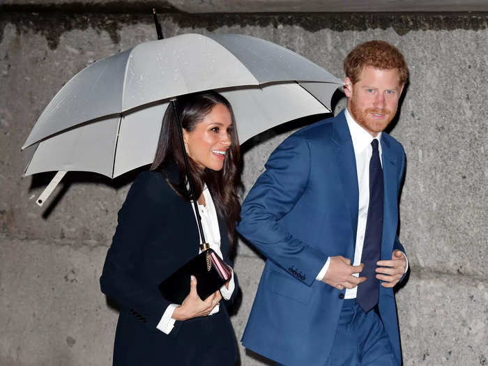 Meghan Markle and Prince Harry wore sleek suits to attend the Endeavour Awards in London, England, in February 2018.