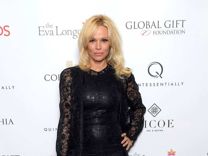 That same year, Anderson attended the Global Gift Gala in a sparkly black dress with sheer details.