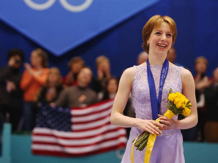 At 16 years old, US figure skater Sarah Hughes won a gold medal at the 2002 Olympics in Salt Lake City.