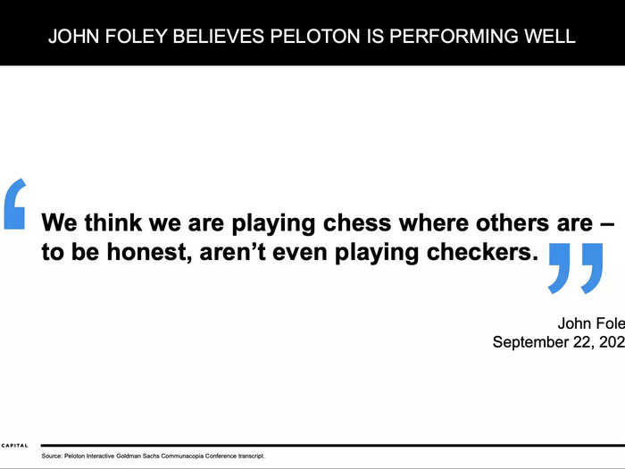 The dismal stock price chart is followed by a quote from Foley that paints him as out of touch with reality.