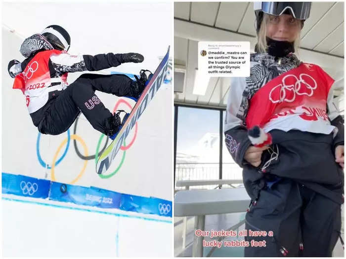 Snowboarder Maddie Mastro of Team USA showed off the faux lucky rabbit