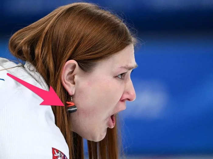 Zuzana Paulova, a curler from the Czech Republic, wore curling-stone earrings while competing in the mixed-doubles event.
