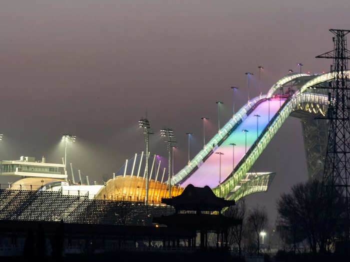 At night time it can be a different story, with an array of colored lights illuminating the ramp.