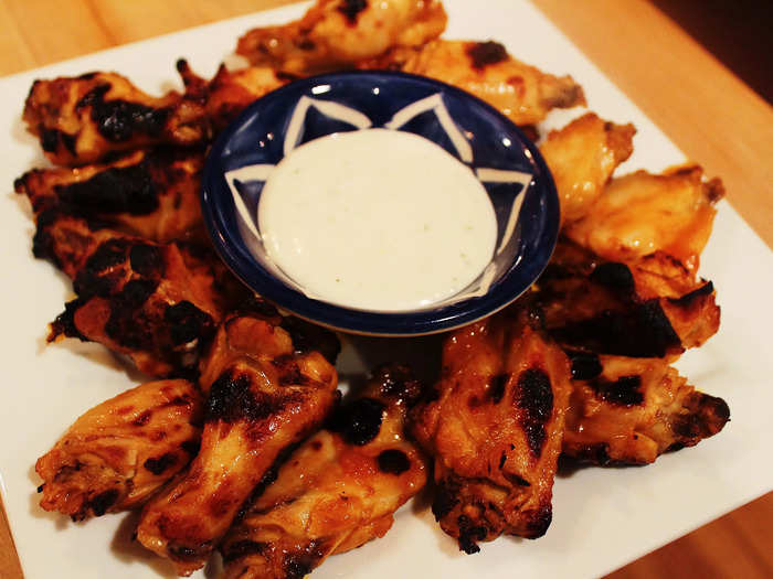 Once the wings were done, I served them with some blue cheese dressing.