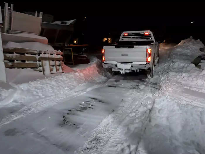 ... clearing a path for Gaffin to bring his work truck in and drive his personal truck out.