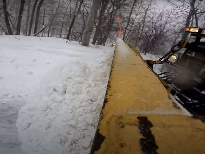 The view from the plow itself shows just how much material is being moved.