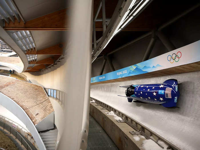 A unique perspective of the bobsleigh track.