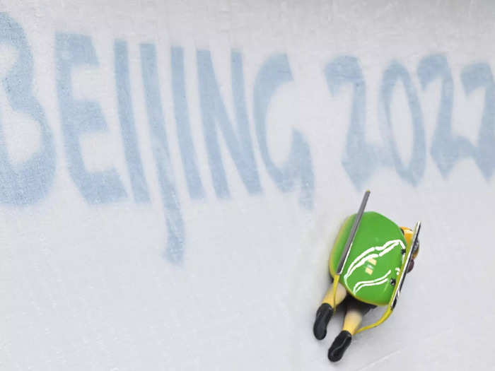 A luge racer takes a tumble.