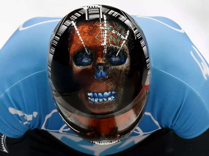 Skeleton helmets are one of the great fashion statements at the winter Olympics.