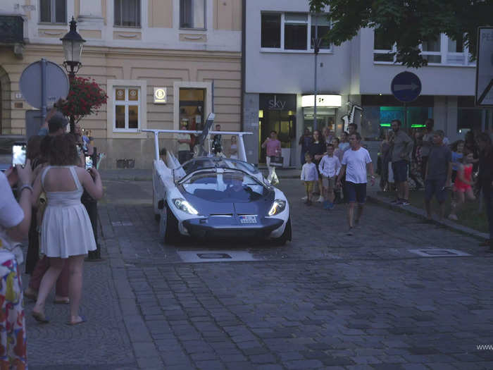 After arrival, the AirCar then transformed into a sports car and was driven by Zajac, alongside the AirCar