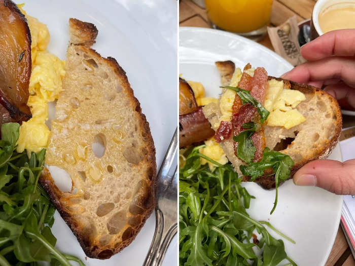 Sourdough toast is always a good idea, in my opinion, and it was a great choice for the flavors on this plate.