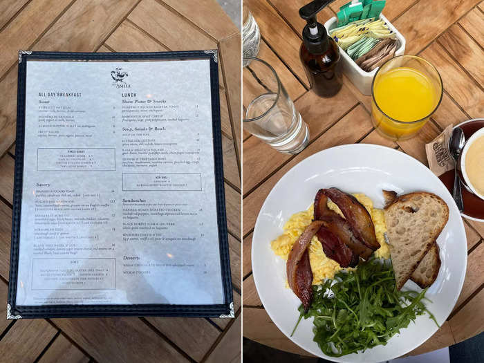 I looked at the menu, but I was there for the scrambled eggs and bacon. I was impressed when it came to the table.