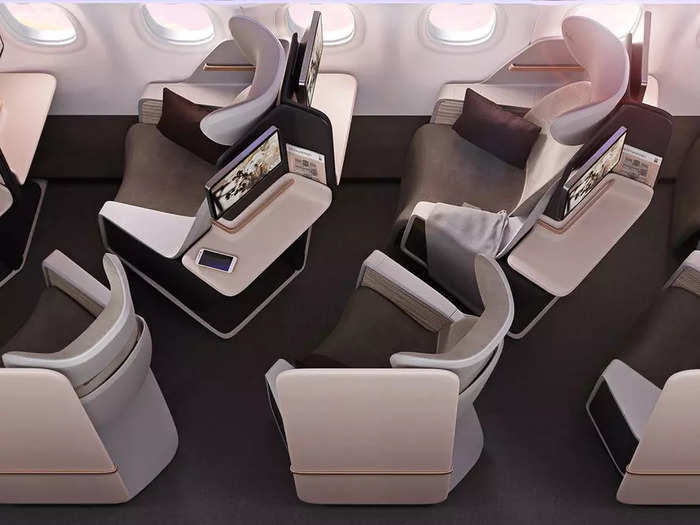 According to Factorydesign, the product prioritizes cabin density by creating a deep recline instead of making the seats lie flat, offering 25% more capacity than a 1x1 configuration.