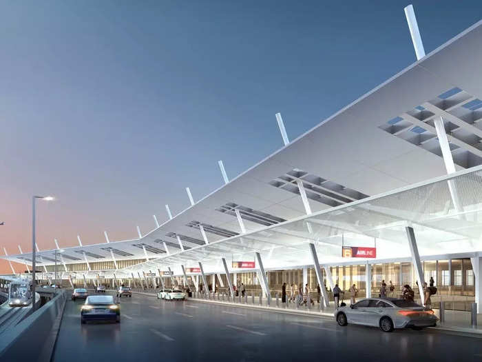 The entire terminal complex, which includes roadways, utilities, an aircraft apron, and a ground transportation center, will cover a total of 1.2 million square feet.
