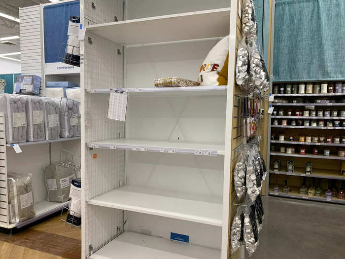 The empty shelves were a bit jarring in contrast to how organized the rest of the store was.