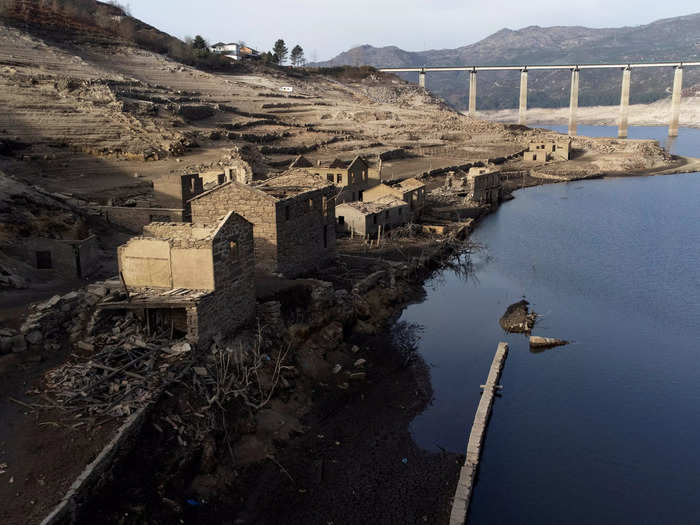 The water level in the Alto Lindoso reservoir is at 15% of its capacity, revealing a village that has been stuck in time, Reuters reported.