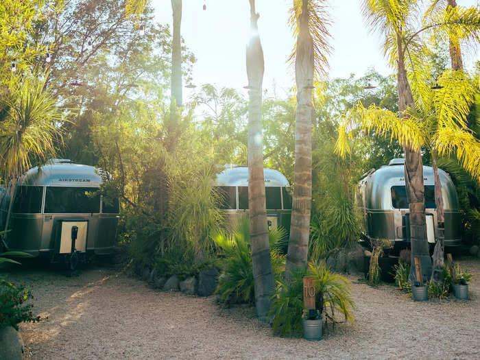 The warm weathered getaway has three Airstream options: deluxe, pet friendly deluxe, and family, which can all sleep up to four people.
