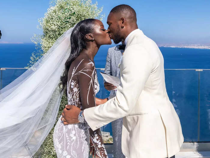 The Adekoyas said their vows in front of the sea.