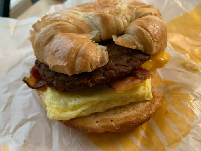 The bacon, sausage, egg, and cheese Croissan