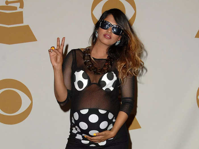 In 2009, musician M.I.A. rocked a sheer minidress with polka-dot patches that covered her chest and stomach.