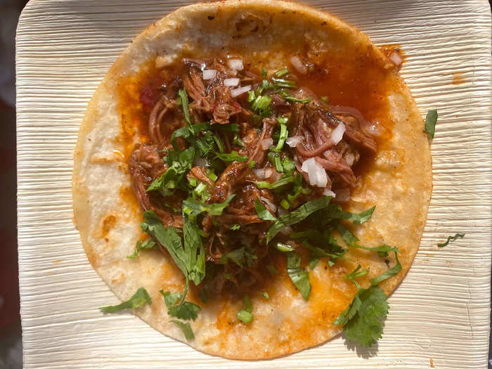 Next up were birria tacos, which made it into my top three dishes of the day.