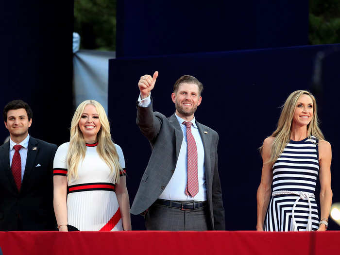 July 2020: Trump and Boulos waved to crowds gathered at Mount Rushmore for Independence Day fireworks.