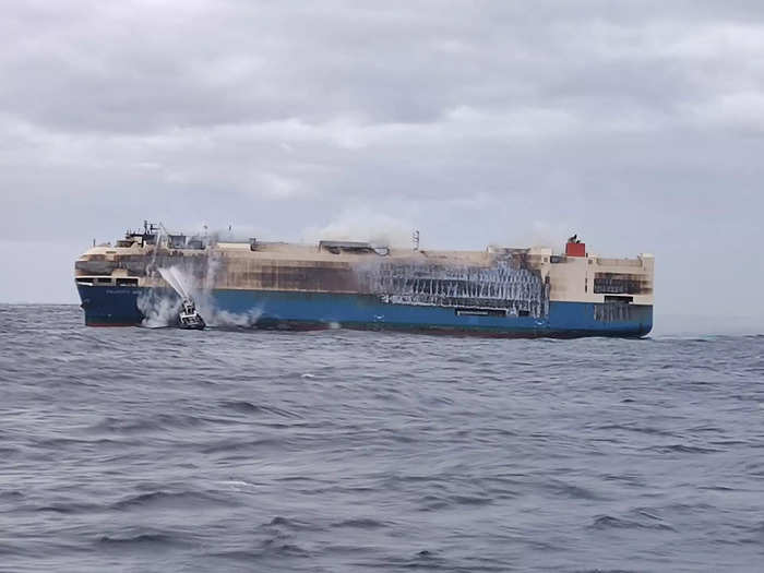 The 650-foot-long ship was carrying nearly 4,000 cars built by Germany