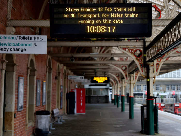 All rail services were suspended across Wales, according to Transport for Wales. As of Friday, almost 500 train services across the country were cancelled.