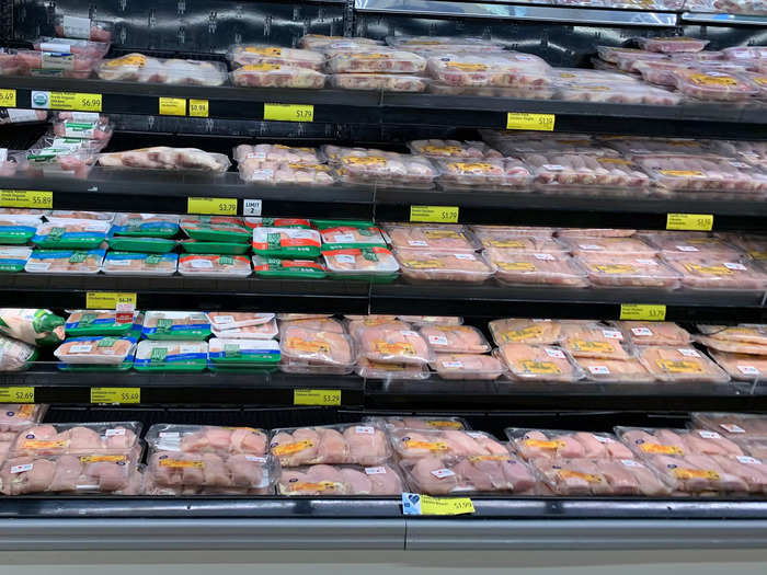 The meat section was well stocked, though smaller than at a Walmart in my area. The prices were among the best deals in the store, though.