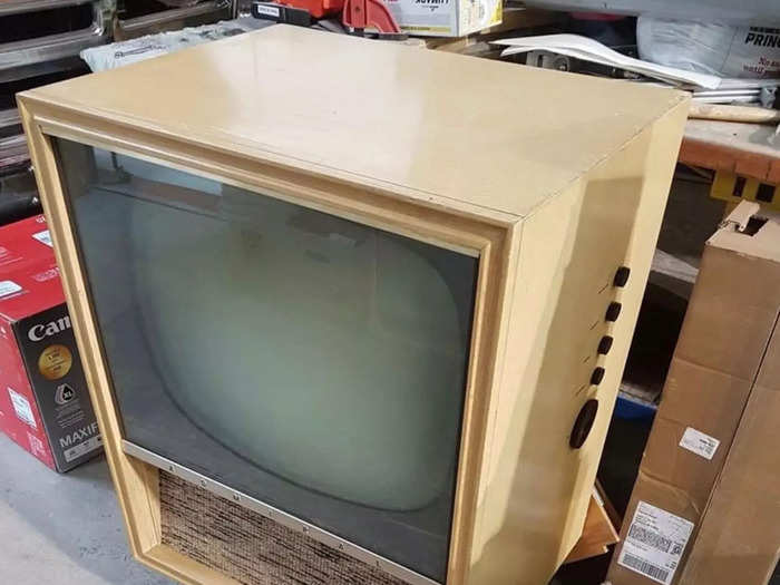 The very first piece Hiebert said she thrifted was this 1950s-era TV.