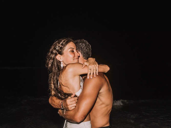 Brynley said taking a dip in the ocean was the highlight of her wedding day.