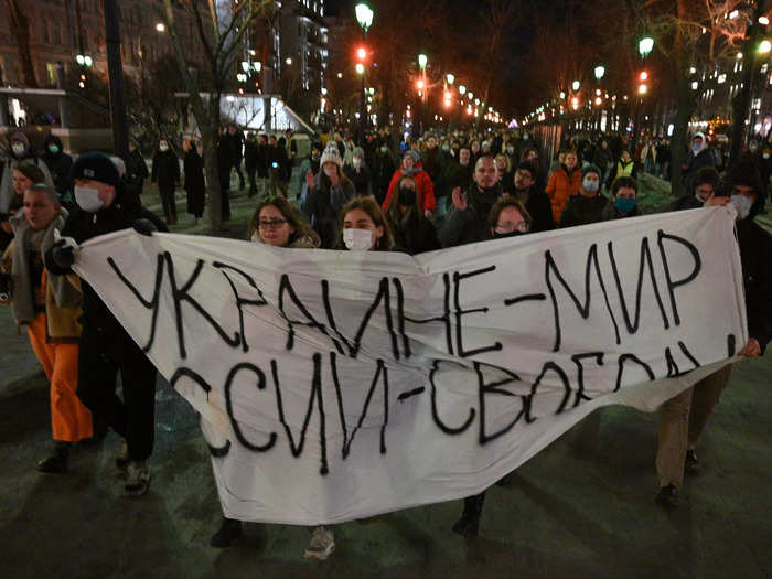 Anti-war protesters in Russia quickly took to the streets following Russian President Vladimir Putin