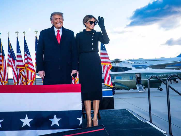 On their last day as the first couple, Melania Trump wore all black.