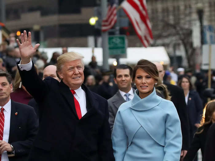 Melania Trump wore a monochromatic look by a classic American designer for her husband