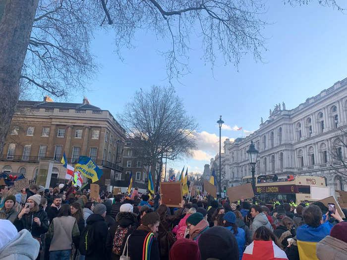 Some of the marchers called for more military assistance for Ukraine.